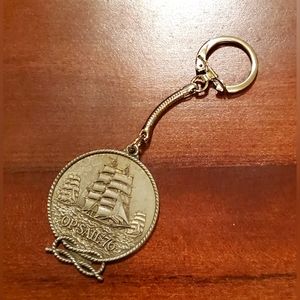 Vintage OP Sail 76 Pewter Keychain